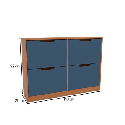 Sapateira Madri 4 Portas Azul/Freijó - Politorno