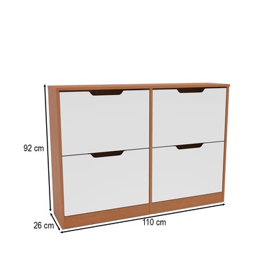 Sapateira Madri 4 Portas Creme/Freijó - Politorno