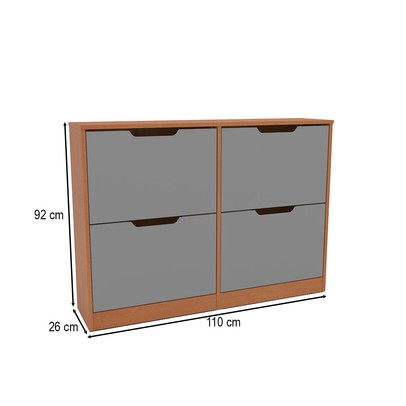 Sapateira Madri 4 Portas Cinza/Freijó - Politorno