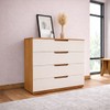 Cômoda Madri 4 Gavetas Creme/Freijó - Politorno