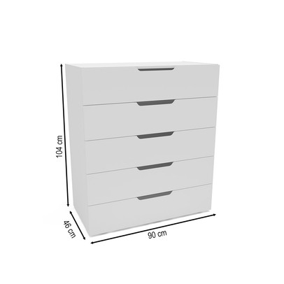 Cômoda Madri 5 Gavetas Branco - Politorno