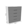 Cômoda Madri 5 Gavetas Cinza/Branco - Politorno