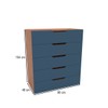 Cômoda Madri 5 Gavetas Azul/Freijó - Politorno