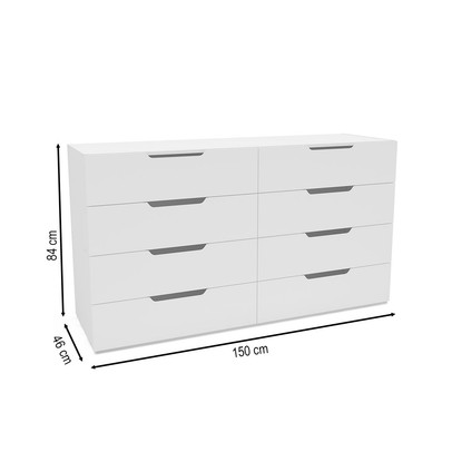 Cômoda Madri 8 Gavetas Branco - Politorno