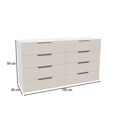 Cômoda Madri 8 Gavetas Creme/Branco - Politorno