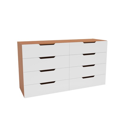 Cômoda Madri 8 Gavetas Branco/Freijó - Politorno
