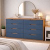 Cômoda Madri 8 Gavetas Azul/Freijó - Politorno