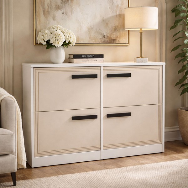 Sapateira Valência 4 Portas Creme/Branco - Politono