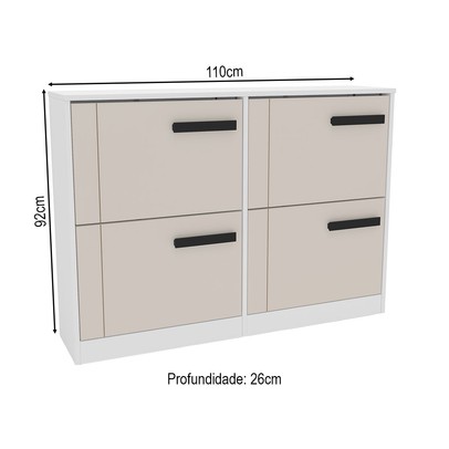 Sapateira Lisboa 4 Portas Creme/Branco - Politorno