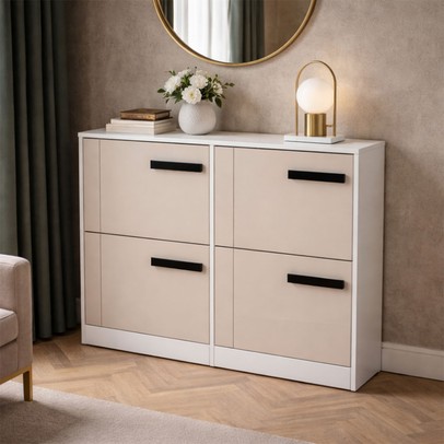 Sapateira Lisboa 4 Portas Creme/Branco - Politorno