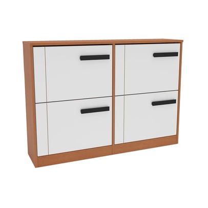 Sapateira Lisboa 4 Portas Branco/Freijó - Politorno