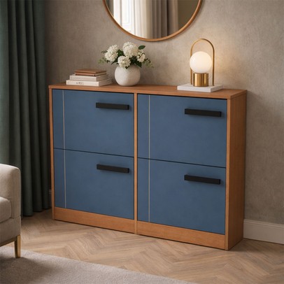 Sapateira Lisboa 4 Portas  Azul/Freijó - Politorno