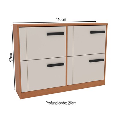 Sapateira Lisboa 4 Portas Creme/Freijó - Politorno