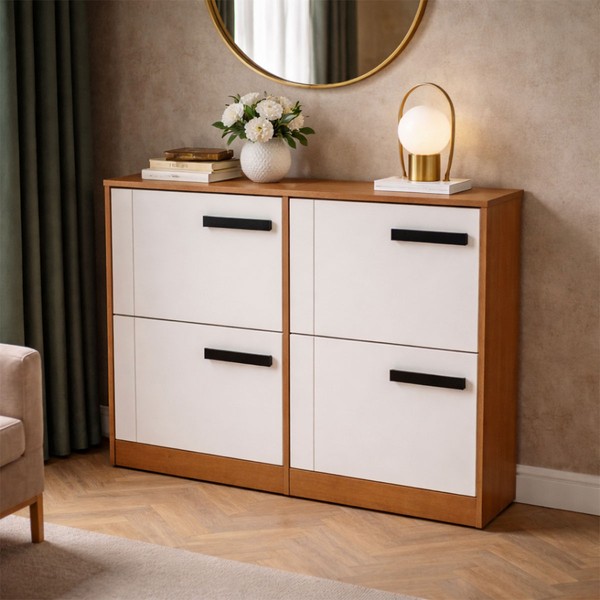 Sapateira Lisboa 4 Portas Creme/Freijó - Politorno