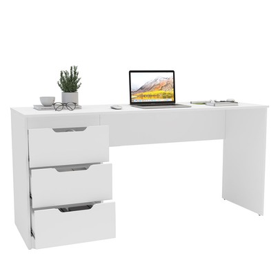 Mesa para Escritório Madri 3 Gavetas Branco - Politorno