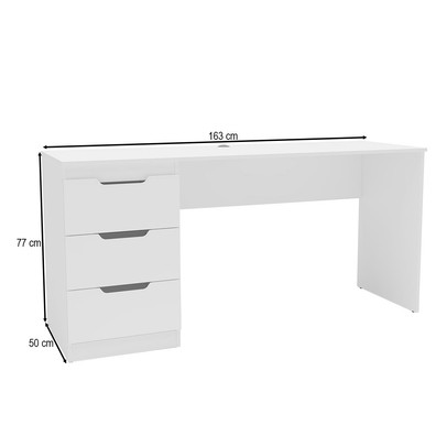 Mesa para Escritório Madri 3 Gavetas Branco - Politorno