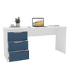 Mesa para Escritório Madri 3 Gavetas Azul/Branco - Politorno