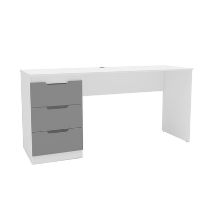 Mesa para Escritório Madri 3 Gavetas Cinza/Branco - Politorno