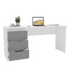 Mesa para Escritório Madri 3 Gavetas Cinza/Branco - Politorno