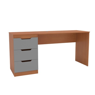 Mesa para Escritório Madri 3 Gavetas Cinza/Freijó - Politorno