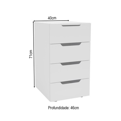 Gaveteiro Madri 4 Gavetas Branco - Politorno