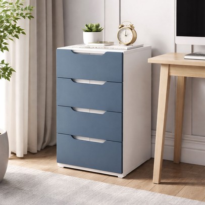 Gaveteiro Madri 4 Gavetas Azul/Branco - Politorno