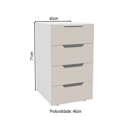 Gaveteiro Madri 4 Gavetas Creme/Branco - Politorno
