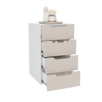 Gaveteiro Madri 4 Gavetas Creme/Branco - Politorno