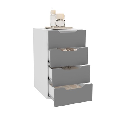 Gaveteiro Madri 4 Gavetas Cinza/Branco - Politorno