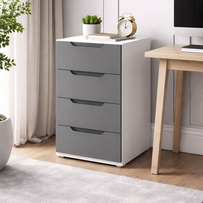 Gaveteiro Madri 4 Gavetas Cinza/Branco - Politorno