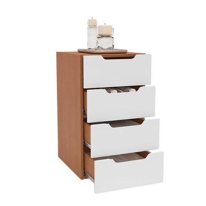 Gaveteiro Madri 4 Gavetas Branco/Freijó - Politorno