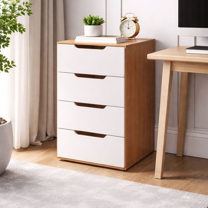 Gaveteiro Madri 4 Gavetas Branco/Freijó - Politorno