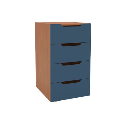 Gaveteiro Madri 4 Gavetas Azul/Freijó - Politorno