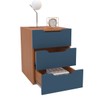 Mesa de Cabeceira Madri 3 Gavetas Azul/Freijó - Politorno