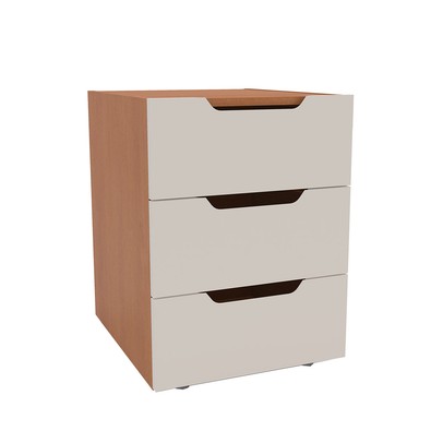 Mesa de Cabeceira Madri 3 Gavetas Creme/Freijó - Politorno