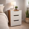 Mesa de Cabeceira Madri 3 Gavetas Creme/Freijó - Politorno