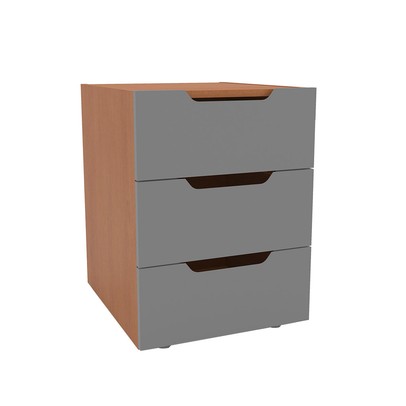 Mesa de Cabeceira Madri 3 Gavetas Cinza/Freijó - Politorno