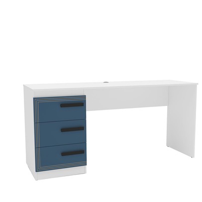 Mesa para Escritório Valência 3 Gavetas Azul/Branco - Politorno