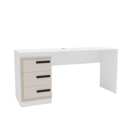 Mesa para Escritório Valência 3 Gavetas Creme/Branco - Politorno