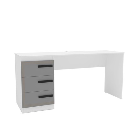 Mesa para Escritório Valência 3 Gavetas Cinza/Branco - Politorno