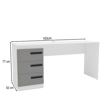 Mesa para Escritório Valência 3 Gavetas Cinza/Branco - Politorno