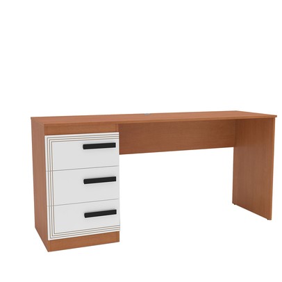 Mesa para Escritório Valência 3 Gavetas Branco/Freijó - Politorno