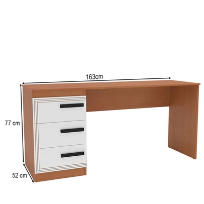 Mesa para Escritório Valência 3 Gavetas Branco/Freijó - Politorno