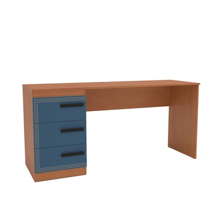 Mesa para Escritório Valência 3 Gavetas Azul/Freijó - Politorno