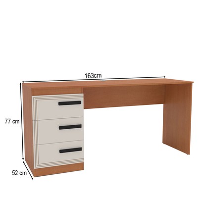 Mesa para Escritório Valência 3 Gavetas Creme/Freijó - Politorno