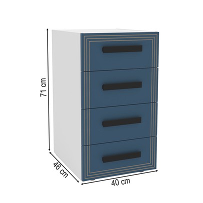 Gaveteiro Valência 4 Gavetas Azul/Branco - Politorno