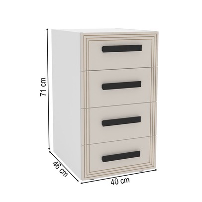 Gaveteiro Valência 4 Gavetas Creme/Branco - Politorno