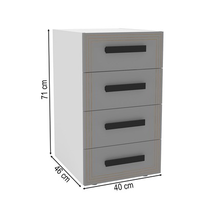 Gaveteiro Valência 4 Gavetas Cinza/Branco - Politorno