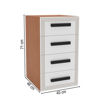 Gaveteiro Valência 4 Gavetas Branco/Freijó - Politorno