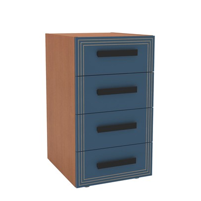 Gaveteiro Valência 4 Gavetas Azul/Freijó - Politorno